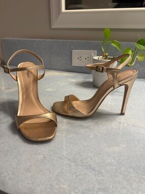SCHUTZ Rose Gold Stiletto Ankle-Strap Sandals